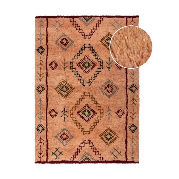 Tappeto in lana tessuto a mano color salmone 160x230 cm Moroccan Sahara - Flair Rugs