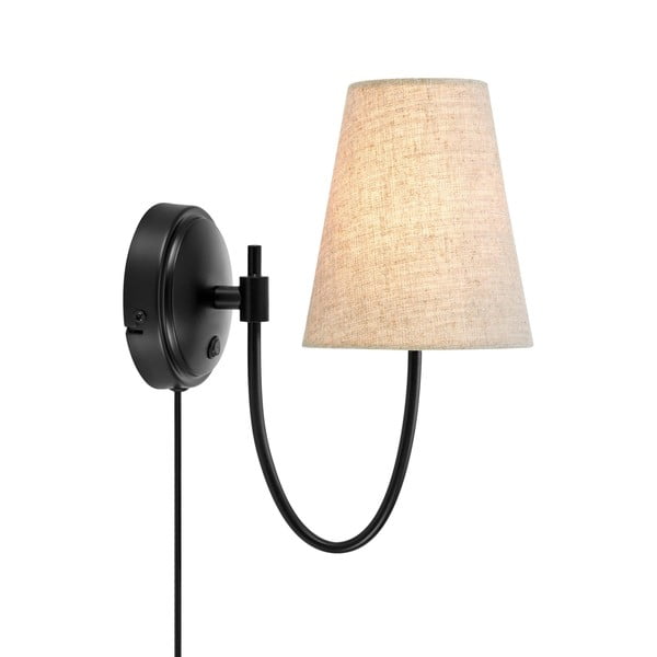 Lampada da parete nera/beige con alimentazione a corrente Amar – Markslöjd
