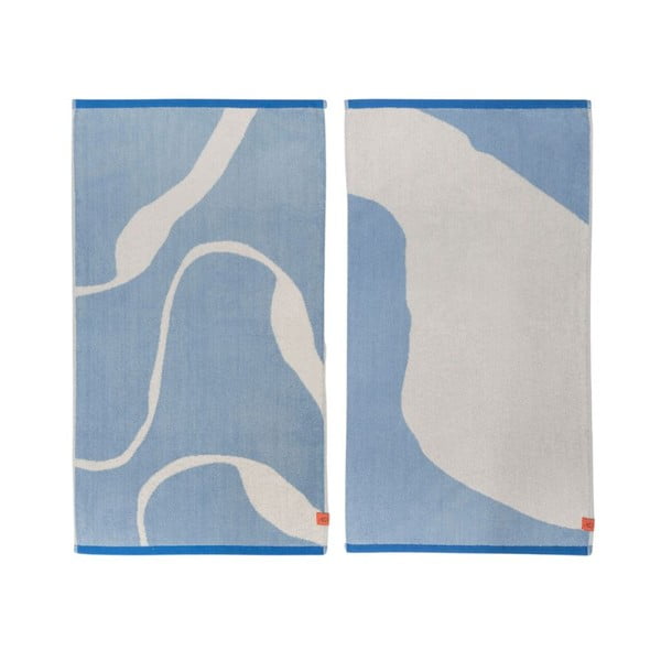 Asciugamani bianchi e blu in set da 2 pezzi in cotone biologico 50x90 cm Nova Arte - Mette Ditmer Denmark