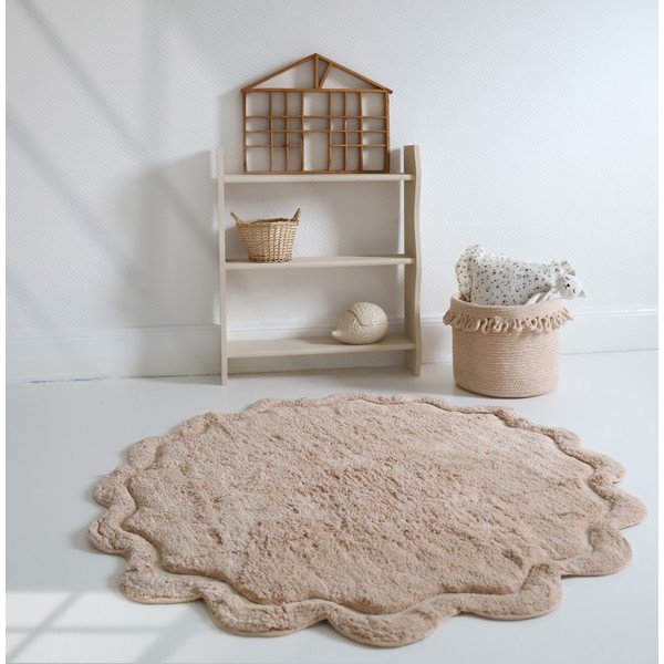 Tappeto rotondo in rosa chiaro in cotone lavabile e tessuto a mano ø 110 cm Sweet April Nude – Nattiot-image-1