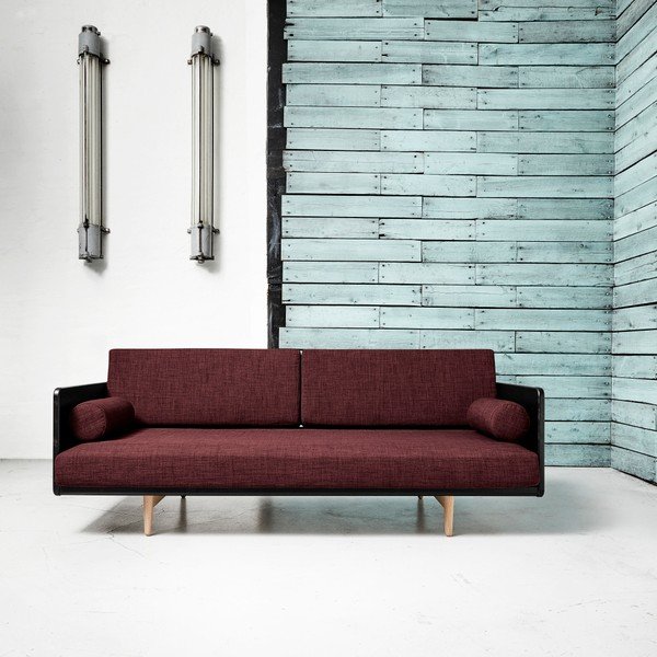 Variabilní pohovka Karup Deva Black/Raw Oak/Passion Red