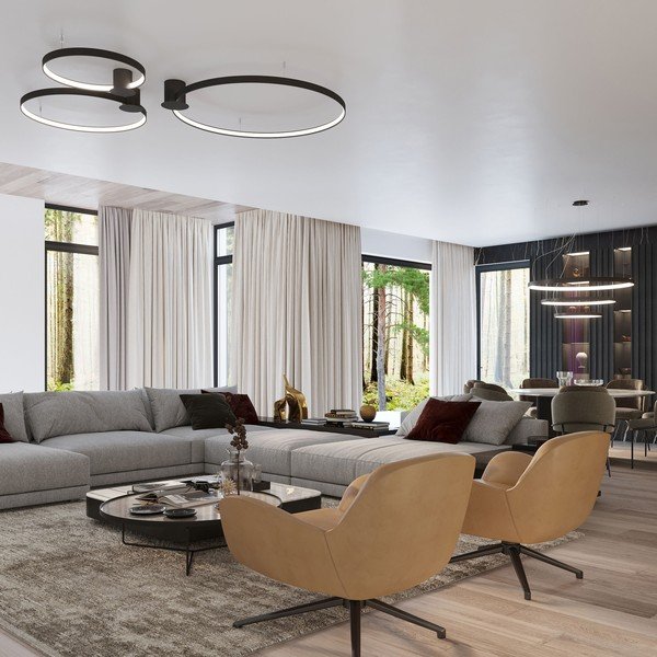Lampadario LED nero in alluminio ø 78 cm RIO – Thoro-image-4