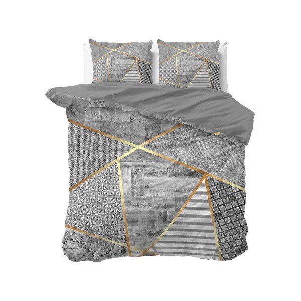 Biancheria da letto matrimoniale in cotone grigio Graphic, 200 x 200/220 cm - Pure Cotton