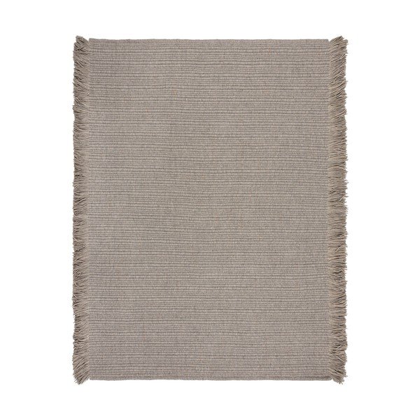 Tappeto grigio in misto lana tessuto a mano 160x230 cm Rene Fringed Ribbed – Flair Rugs