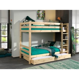 Letto a castello in legno di pino con contenitore in colore naturale PINO - Vipack