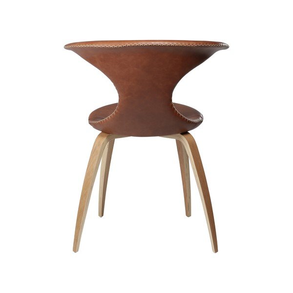 Sedia da pranzo in pelle marrone con poggiapiedi naturale DAN-FORM Danimarca Flair - DAN-FORM Denmark-image-3