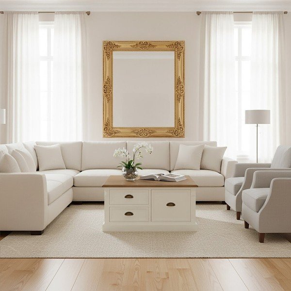 Tavolino da salotto bianco con effetto abete 90x90 cm Hardwick – Premier Housewares-image-2