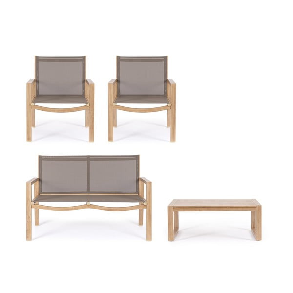 Set di mobili da giardino di colore naturale in alluminio per 4 persone Kallen   – Bizzotto-image-4