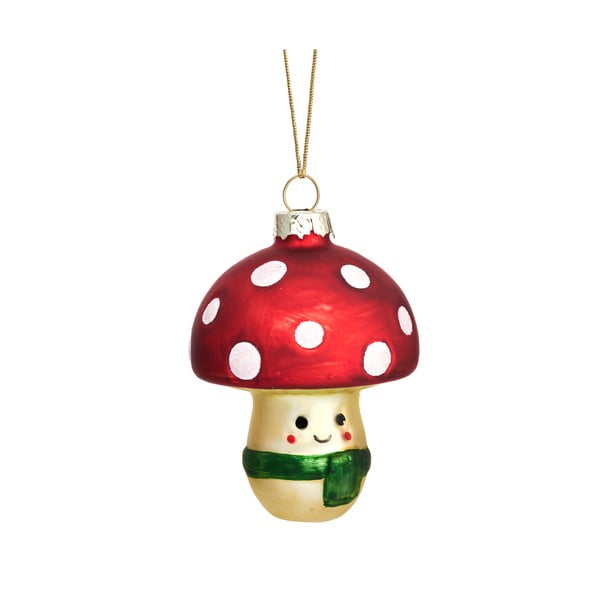 Decorazione per albero di natale in vetro fatta a mano ø 6 cm Happy Mushroom – Sass & Belle