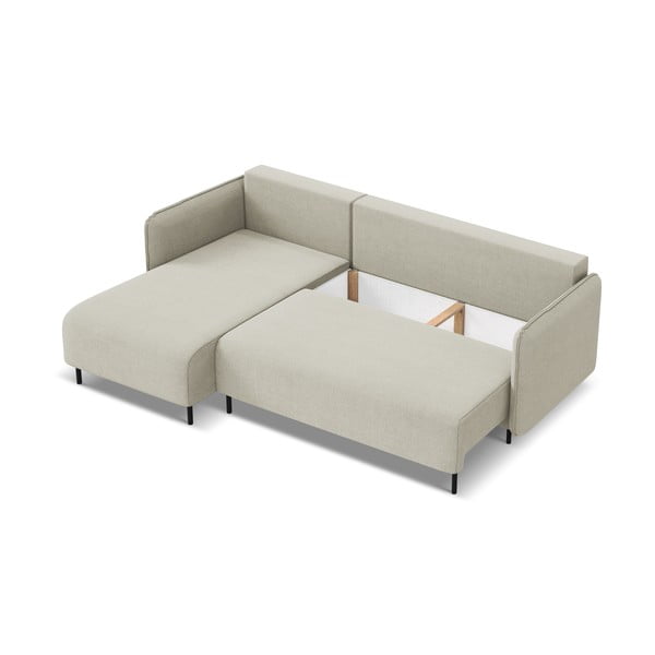 Divano angolare beige allungabile/con contenitore (con penisola a sinistra) Luana – Makamii-image-3