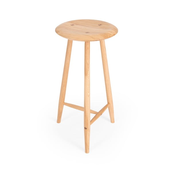 Sedia da bar di colore naturale in rovere massiccio (altezza della seduta 65 cm) Blanc – Gazzda-image-4