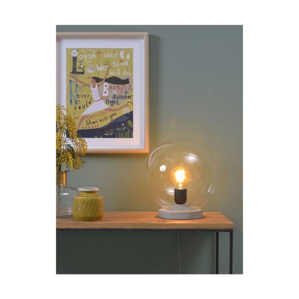 Lampada da tavolo grigia con paralume in vetro (altezza 32 cm) Warsaw - it's about RoMi-image-2