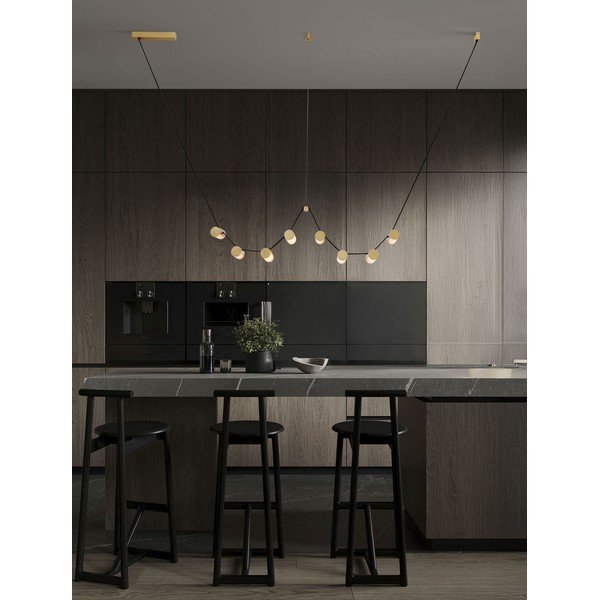 Lampadario LED color ottone in alluminio con paralume in vetro con intensità regolabile Luma – Nova Luce-image-1