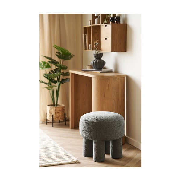 Poggiapiedi grigio scuro con rivestimento in ciniglia Canberra – House Nordic-image-1