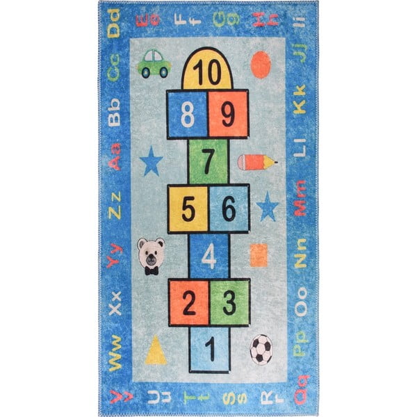 Tappeto da gioco per bambini blu lavabile 120x180 cm Hopscotch Blue – Vitaus