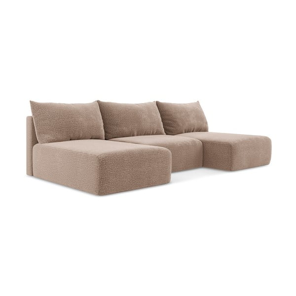 Divano angolare marrone chiaro allungabile/con contenitore Kalena – Makamii-image-2