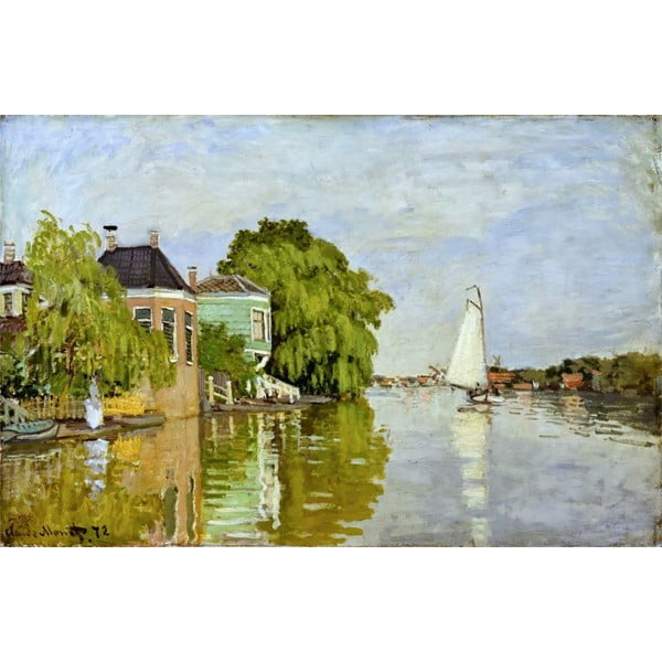 Riproduzione di un dipinto , 90 x 60 cm Claude Monet - Houses on the Achterzaan - Fedkolor