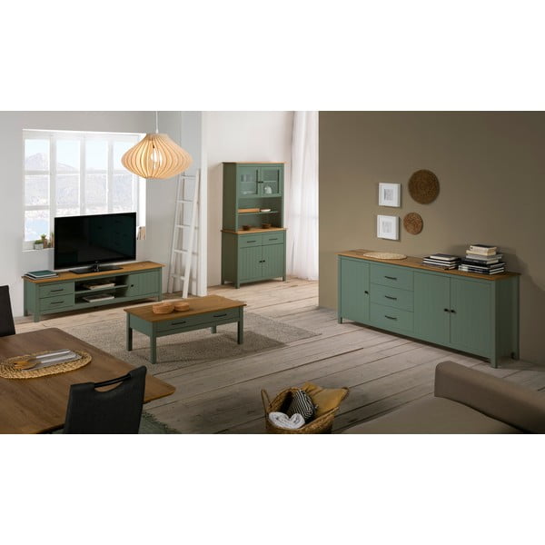 Vetrina verde-naturale in legno di pino 90x180 cm Miranda - Marckeric-image-1