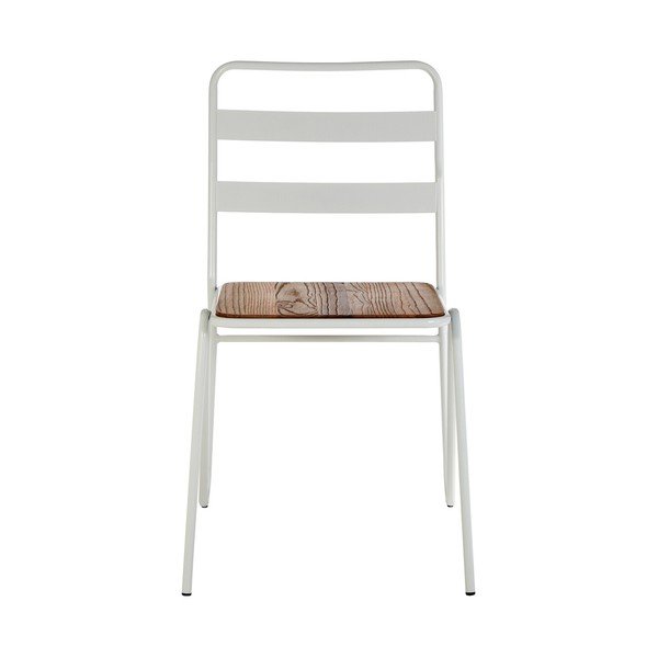 Sedia da pranzo bianca/di colore naturale in olmo massiccio District – Premier Housewares-image-2