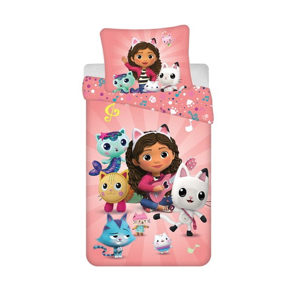 Biancheria da letto per bambini in cotone per letto singolo 140x200 cm Gabby's Dollhouse - Jerry Fabrics