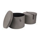 Scatole in set con coperchio grigie in cartone 2 pz ø 37,5x25,5 cm Rut Canvas Paper Laminate – Bigso