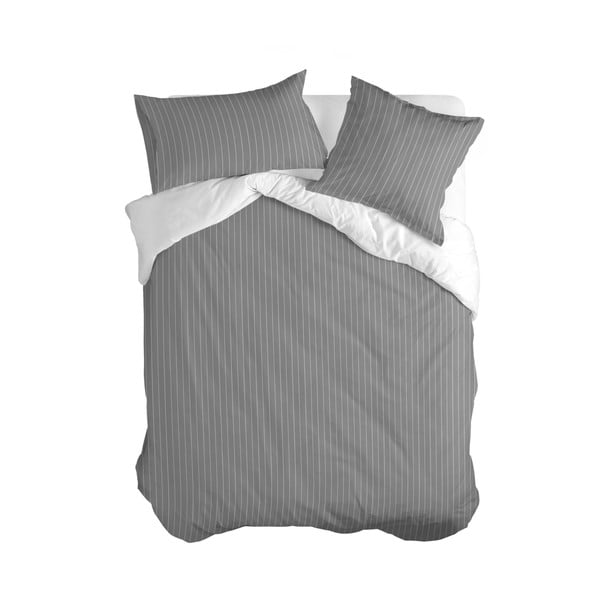 Copripiumino in cotone bianco e grigio per letto matrimoniale 200x200 cm Oxford - Happy Friday