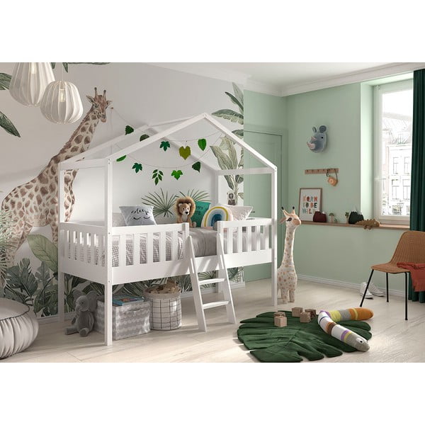Letto per bambini in legno di pino bianco rialzato 90x200 cm DALLAS - Vipack-image-2
