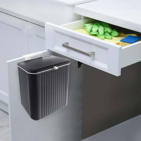 Cestino per la spazzatura nero in plastica 13 l – Orion-image-1