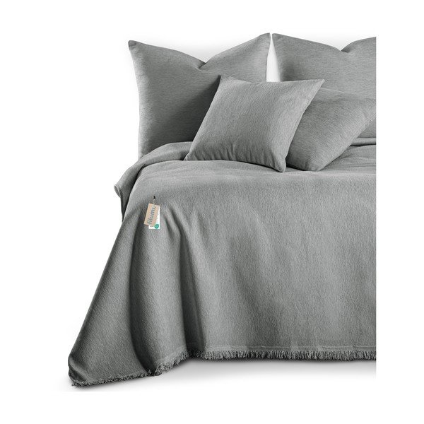 Copriletto grigio in ciniglia 220x240 cm Talo – Filumi