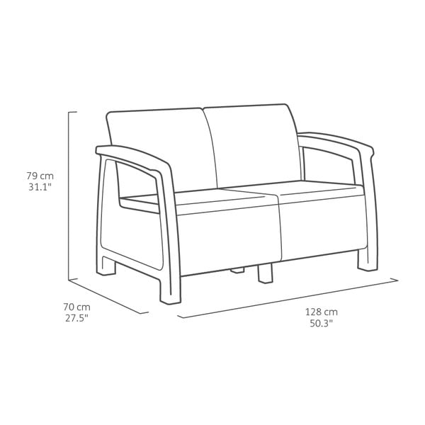 Set da giardino grigio scuro per 4 persone Corfu - Keter-image-2