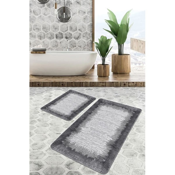 Tappetini da bagno grigio-nero in set di 2 pezzi 60x100 cm - Mila Home-image-2
