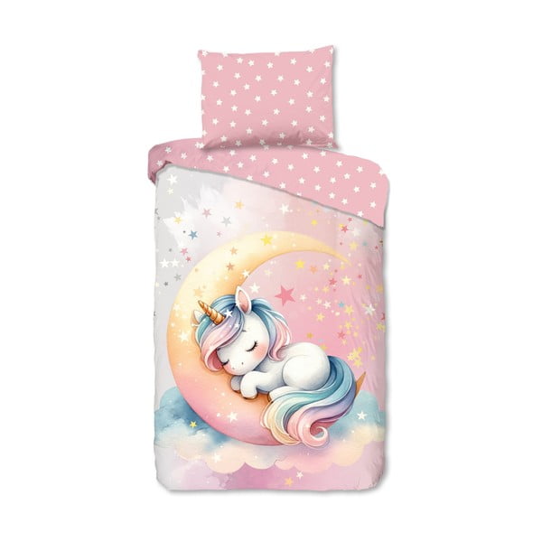 Set copripiumino e federa da bambini rosa in cotone per letto singolo 140x200 cm Molly – Good Morning