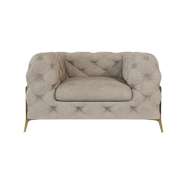 Poltrona greige con rivestimento in velluto Chelsea Bis – Ropez-image-2