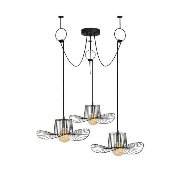 Lampadario nero con paralume in metallo ø 78 cm Tel – Opviq lights-image-2