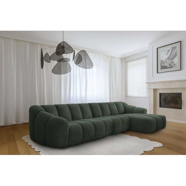 Divano angolare verde scuro (con penisola a destra/con chaise lounge) Shell – Miuform-image-1