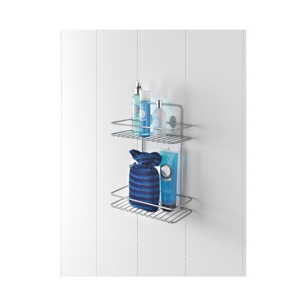 Mensola da bagno angolare a parete con due piani Rif. - Metaltex-image-1