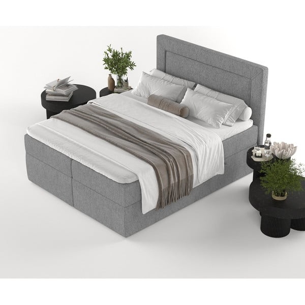 Letto boxspring grigio con contenitore 140x200 cm Imagine - Maison de Rêve-image-3