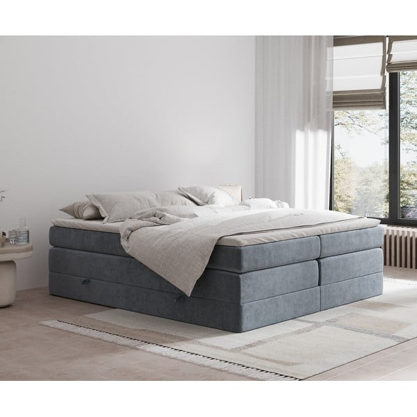 Letto boxspring grigio scuro con contenitore/senza testiera 160x200 cm Juniper – Maison de Rêve-image-1