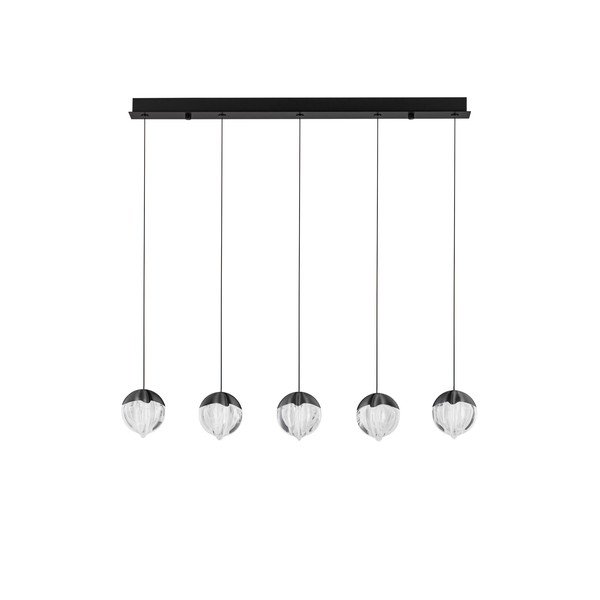 Lampadario LED nero opaco in alluminio con paralume in vetro con intensità regolabile Alicia – Nova Luce