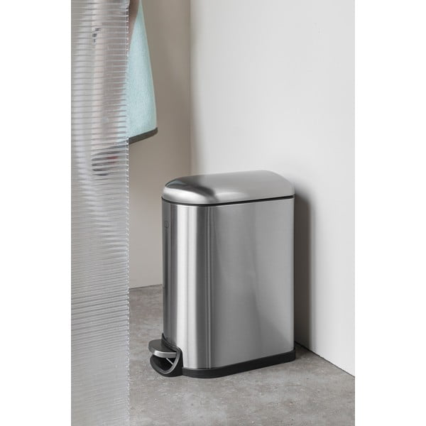 Cestino per la spazzatura in acciaio inox argentato con pedale 10 l Wather - Mette Ditmer Denmark-image-1
