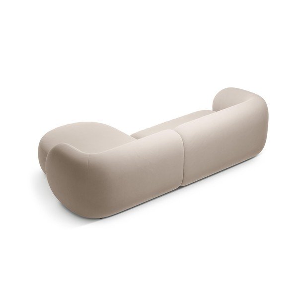 Divano angolare beige (con penisola a destra/con chaise lounge) con rivestimento in velluto Kate – Micadoni -image-3