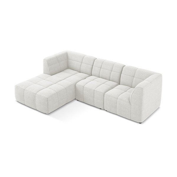Divano angolare bianco (con penisola a sinistra/con chaise lounge) con rivestimento in bouclé Aloha – Makamii-image-3