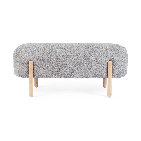 Panchina grigia in imbottito con rivestimento in bouclé Dayla – Bizzotto