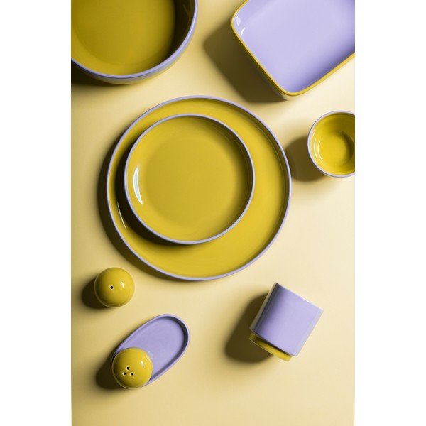 Piatto da dolce verde/viola in gres ø 18 cm Duo – ONA-image-3