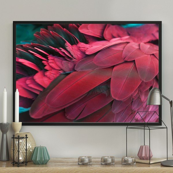 Poster rosso, 100 x 70 cm Feathers - DecoKing-image-1