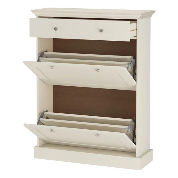 Scarpiera beige opaca con ante ribaltabili 80x105x30 cm Binz – Støraa-image-3