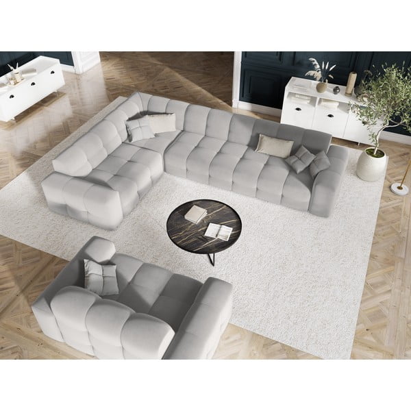 Divano in velluto grigio chiaro 156 cm Kendal - Micadoni Home-image-1