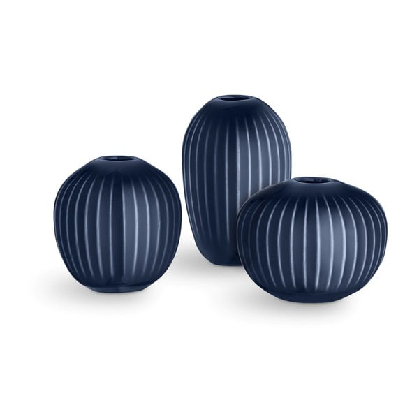 Vasi in ceramica blu scuro in set di 3 pezzi Hammershøi - Kähler Design