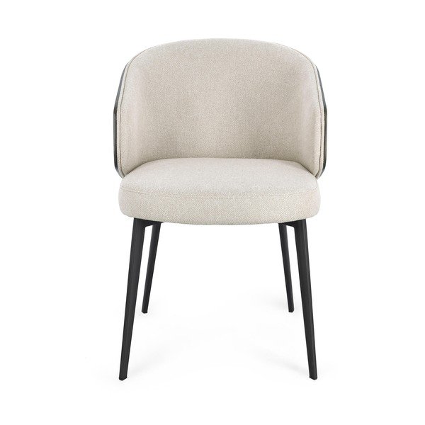 Sedia da pranzo beige imbottito con braccioli Kinsley – Bizzotto-image-1