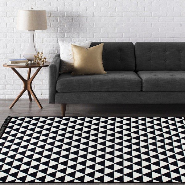 Tappeto bifacciale Apollon in bianco e nero, 80 x 150 cm - Cihan Bilisim Tekstil-image-1